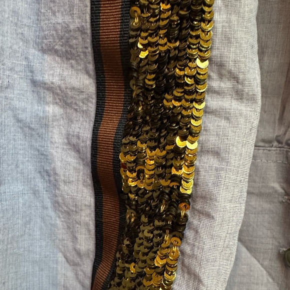 J. Crew Periwinkle Blue Button-Up Shirt with Gold Sequin Stripe Accents Size 6 S - Picture 7 of 13